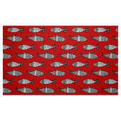 Retro Modern Fish, Deep Red en Grey / Grey Stof (Fat Quarter)