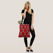 Retro Modern Fish, Deep Red en Grey / Grey Tote Bag (Op model)