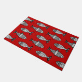 Retro Modern Fish, Deep Red & Grey / Grey Deurmat (Schuin)