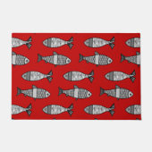 Retro Modern Fish, Deep Red & Grey / Grey Deurmat (Voorkant)