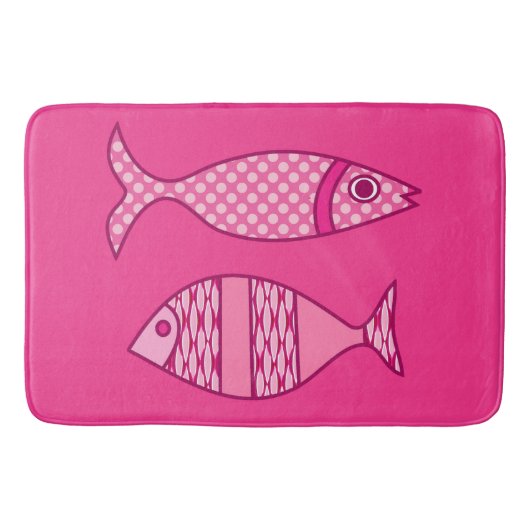 Retro Modern Fish, Fuchsia and Light Pink Badmat (Voorkant)