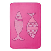Retro Modern Fish, Fuchsia and Light Pink Badmat (Voorkant Verticaal)
