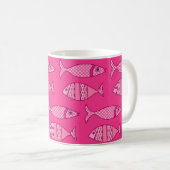 Retro Modern Fish, Fuchsia and Light Pink Koffiemok (Voorkant rechts)