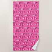 Retro Modern Fish, Fuchsia and Light Pink Strandlaken (Voorkant)