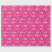 Retro Modern Fish, Fuchsia, Light Pink, Deep Pink Cadeaupapier (Vlak)