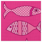 Retro Modern Fish, Fuchsia, Light Pink, Deep Pink Stof (Close Up)