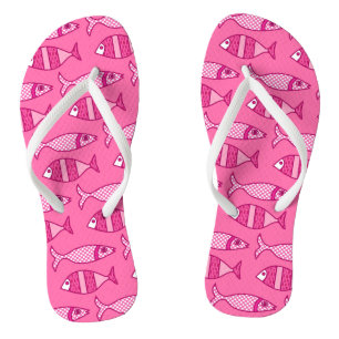 Retro Modern Fish, Fuchsia, Light Pink, Deep Pink Teenslippers