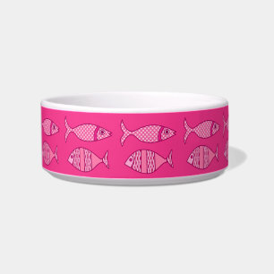 Retro Modern Fish, Fuchsia, Light Pink, Deep Pink Voerbakje