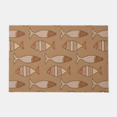 Retro Modern Fish, Tan, Beige and Brown Doormat Deurmat (Voorkant)
