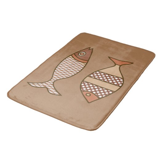 Retro Modern Fish, Tan, Beige en Light Brown Badmat (Gekanteld)
