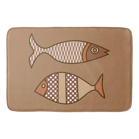 Retro Modern Fish, Tan, Beige en Light Brown Badmat (Voorkant)