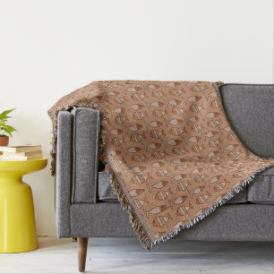 Retro Modern Fish, Tan, Beige en Light Brown Deken