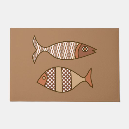 Retro Modern Fish, Tan, Beige en Light Brown Deurmat (Voorkant)