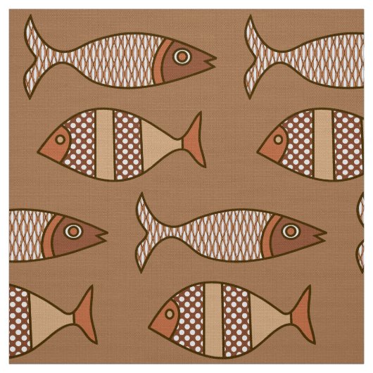 Retro Modern Fish, Tan, Beige en Light Brown Stof (Swatch)