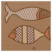 Retro Modern Fish, Tan, Beige en Light Brown Stof (Close Up)
