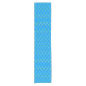 Retro Modern Fish, Turquoise en Cerulean Blue Korte Tafelloper (Voorkant)