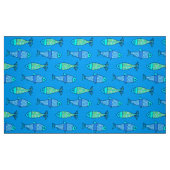 Retro Modern Fish, Turquoise en Cerulean Blue Stof (Fat Quarter)