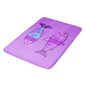 Retro Modern Fish, Violet en Amethyst Paars Badmat (Gekanteld)