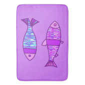 Retro Modern Fish, Violet en Amethyst Paars Badmat (Voorkant Verticaal)