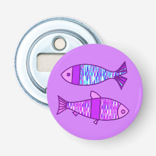 Retro Modern Fish, Violet en Amethyst Paars Button Flesopener