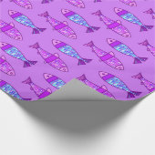 Retro Modern Fish, Violet en Amethyst Paars Cadeaupapier (Hoek)