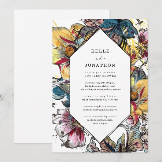 Retro Modern Floral Kaart (Voorkant / Achterkant)