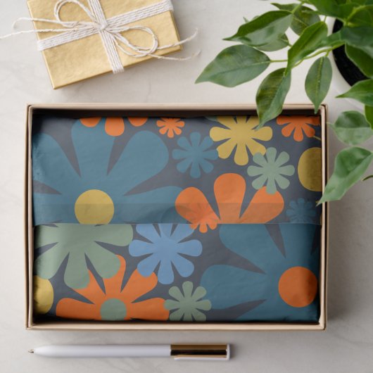 Retro Modern Floral Pattern Tissuepapier (Geschenk)