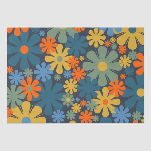 Retro Modern Floral Pattern Tissuepapier (Voorkant)