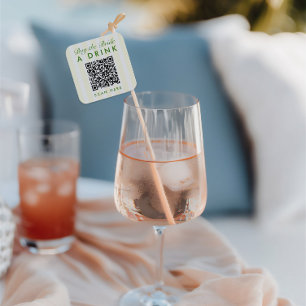 Retro Modern  Geel Bachelorette QR Code Vierkante Sticker