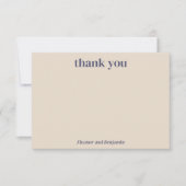 Retro Modern Geometric Beige Blue Custom Wedding Bedankkaart (Voorkant)