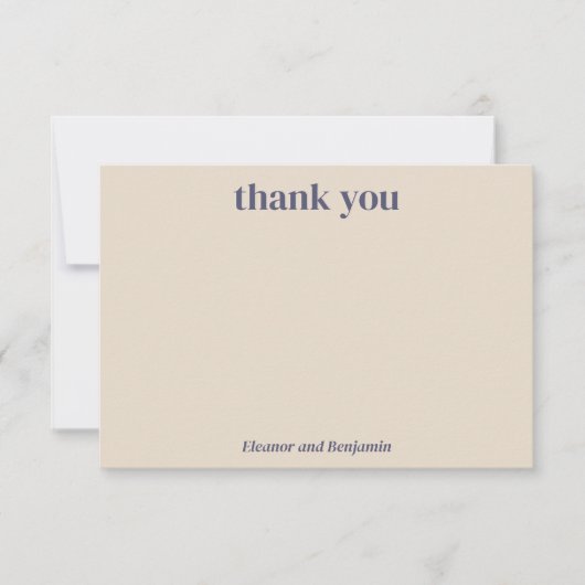 Retro Modern Geometric Beige Blue Custom Wedding Bedankkaart (Voorkant)