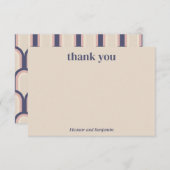 Retro Modern Geometric Beige Blue Custom Wedding Bedankkaart (Voorkant / Achterkant)
