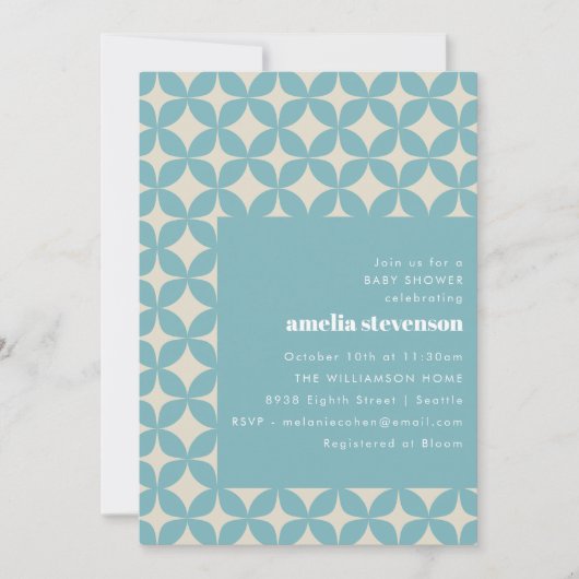 Retro Modern Geometrisch Pastel Blauw Baby shower Kaart (Voorkant)