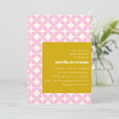 Retro Modern Geometrisch Roze Geel Baby shower Kaart (Staand voorkant)