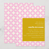 Retro Modern Geometrisch Roze Geel Baby shower Kaart (Voorkant / Achterkant)