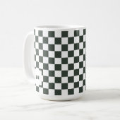 Retro Modern Geruit Patroon Aangepast Monogram Koffiemok (Voorkant links)