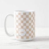 Retro Modern Geruit Patroon Aangepast Monogram Koffiemok (Links)