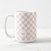 Retro Modern Geruit Patroon Aangepast Monogram Koffiemok (Links)