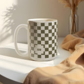 Retro Modern Geruit Patroon Aangepast Monogram Koffiemok