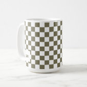 Retro Modern Geruit Patroon Aangepast Monogram Koffiemok (Voorkant links)