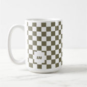 Retro Modern Geruit Patroon Aangepast Monogram Koffiemok (Links)