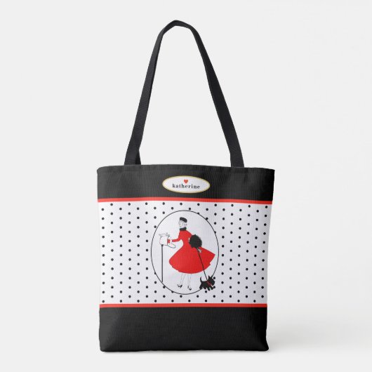 Retro Modern Glam Lady met Scottie Dog Tote Bag (Achterkant)