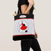 Retro Modern Glam Lady met Scottie Dog Tote Bag (Dichtbij)