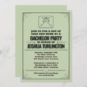 Retro Modern Golf Outing Bachelor Birthday Party Kaart (Voorkant / Achterkant)