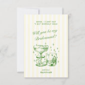 Retro Modern Green Bridesmaid Proposal Card Kaart (Voorkant)