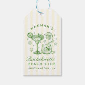 Retro Modern Green & Yellow Bachelorette Weekend Cadeaulabel (Voorkant)