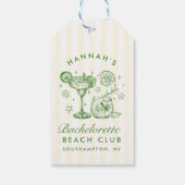 Retro Modern Green & Yellow Bachelorette Weekend Cadeaulabel (Achterkant)