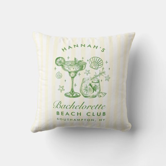 Retro Modern Green & Yellow Bachelorette Weekend Kussen (Achterkant)