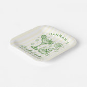 Retro Modern Green & Yellow Bachelorette Weekend Papieren Bordje (Gebogen)