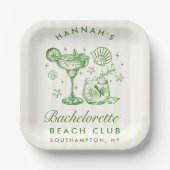 Retro Modern Green & Yellow Bachelorette Weekend Papieren Bordje (Voorkant)